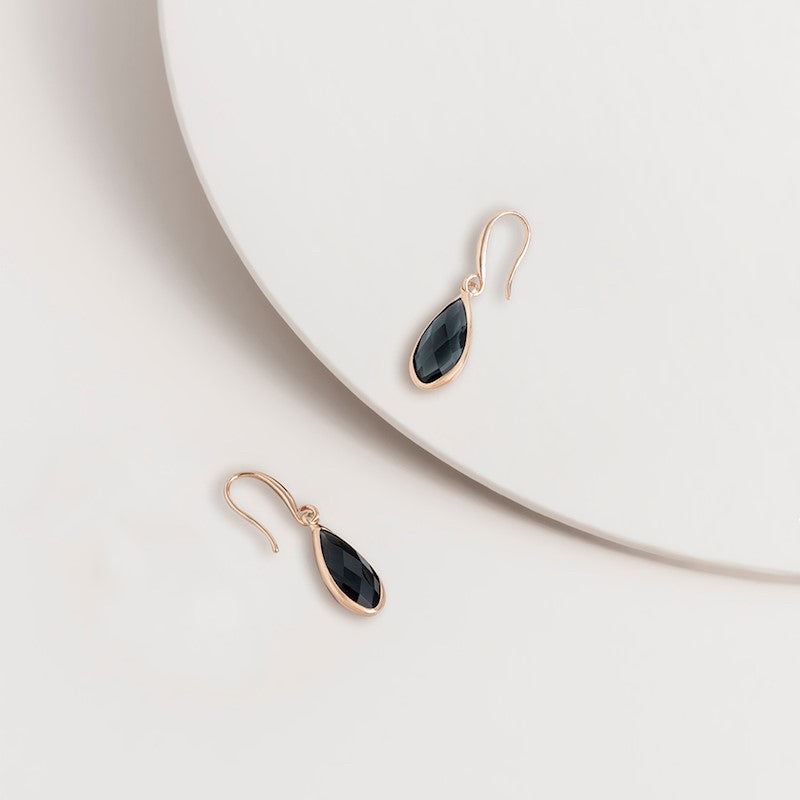 Glass Hook Earrings Jet