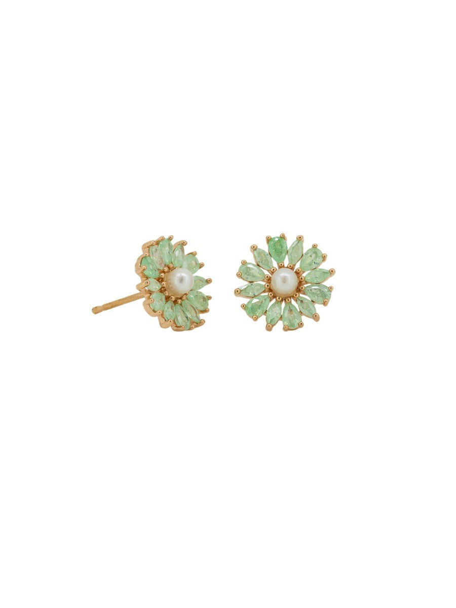 Tiger Tree - Mint Dainty Crystal Daisy Earrings