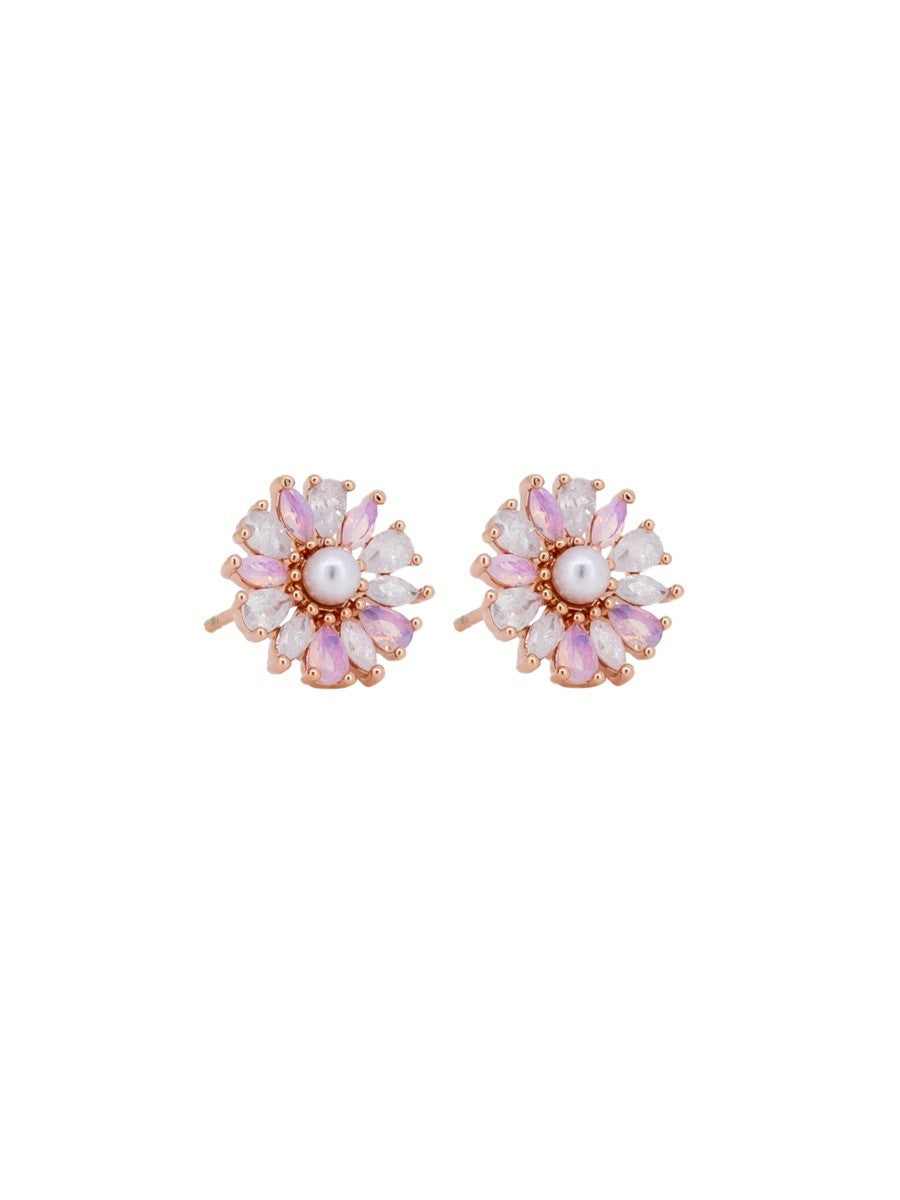Tiger Tree - Pink Dainty Crystal Daisy Earrings