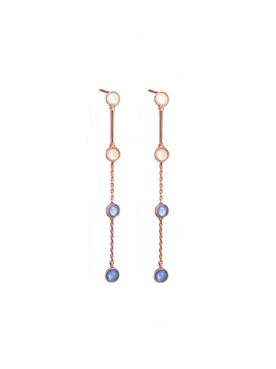 Tiger Tree - Rose Golf Blue Hanging Crystal Earrings