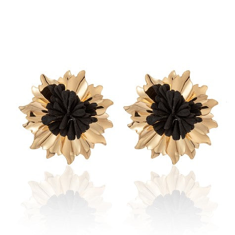 Flora Earrings- Gold And Black