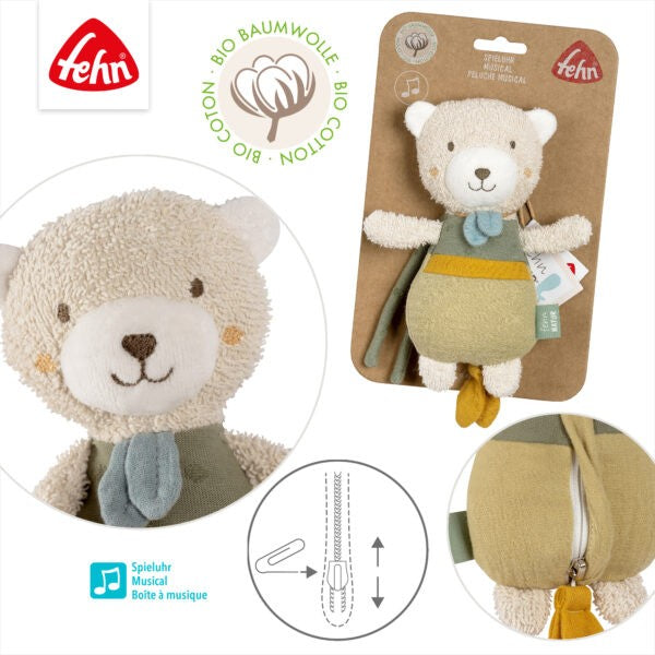 Baby Fehn Natural Musical Bear Hanging Toy