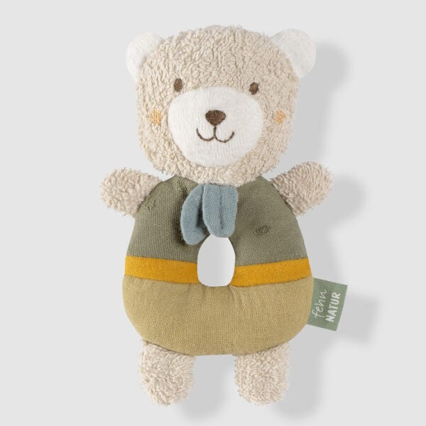Baby Fehn Natural Soft Ring Rattle Bear