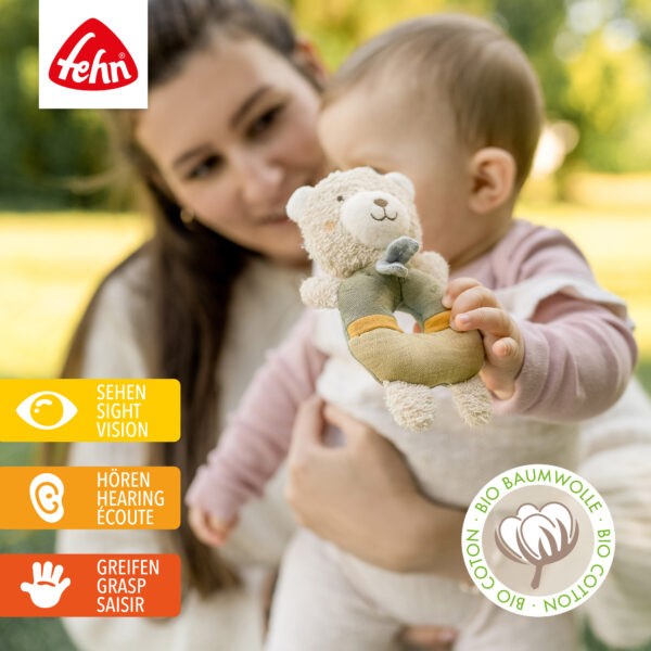 Baby Fehn Natural Soft Ring Rattle Bear