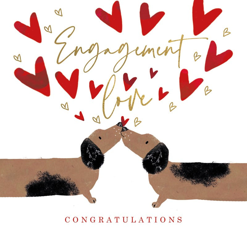Card - Engagement Kissing Dogs