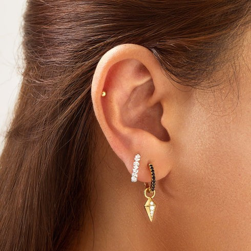 Earrings - Silver Sparkle Cross Huggies