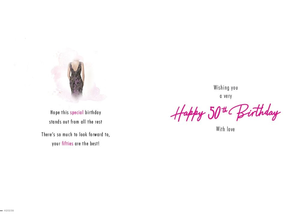 Card - Age 50 Lace Dress