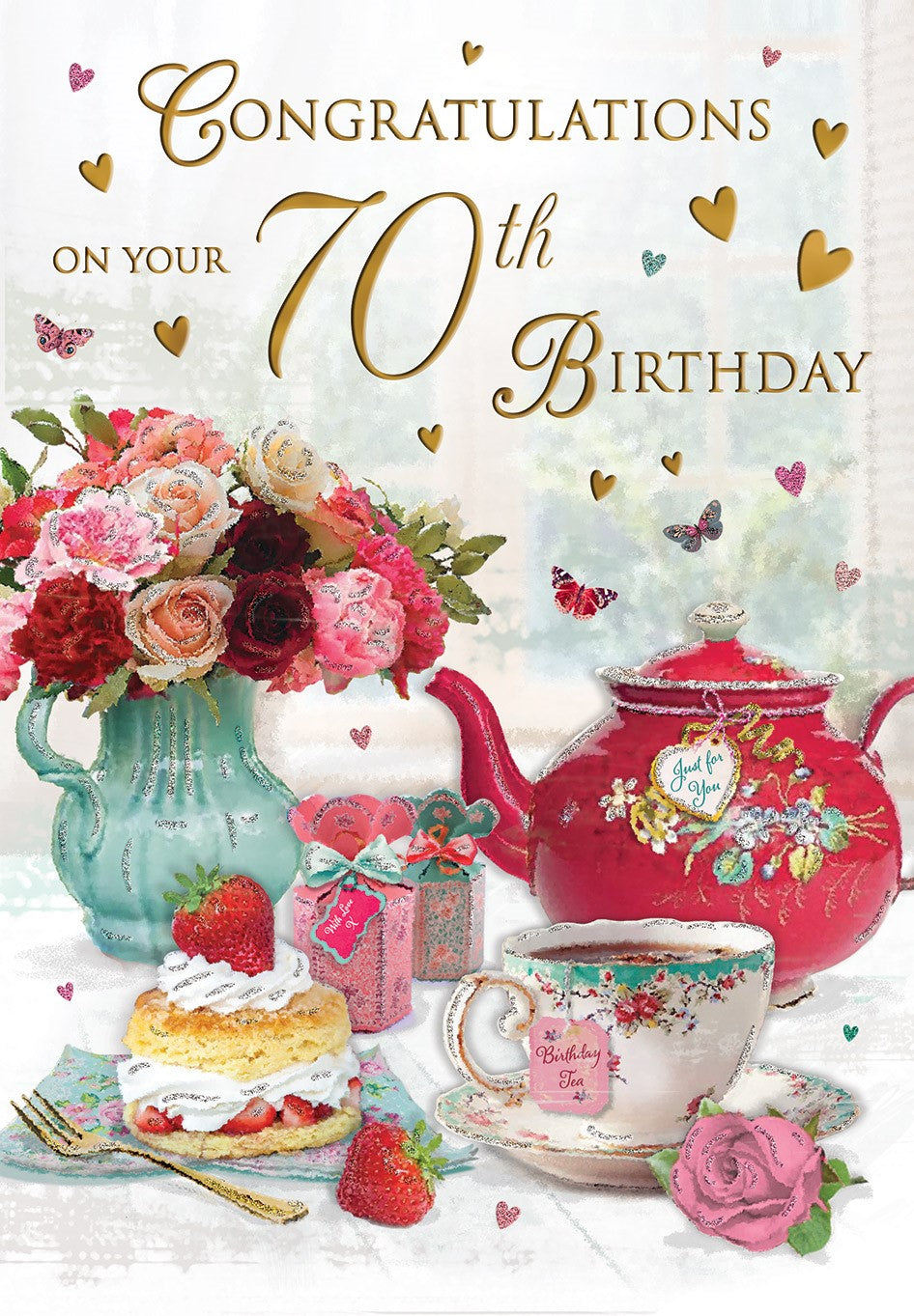 Card - 70th Birthday Card Tea Set