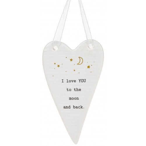 Thoughtful Words Love Moon Back Heart Plaque