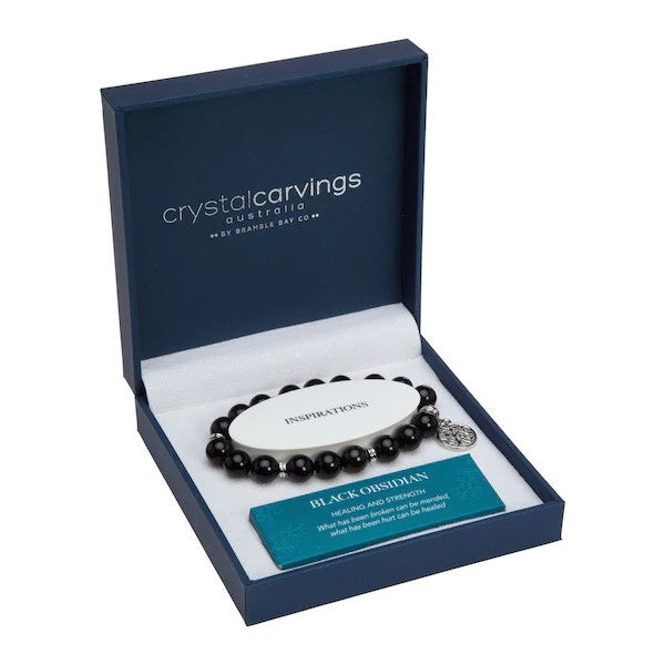 Crystal Carvings - Tree Of Life Bracelet Black Obsidian