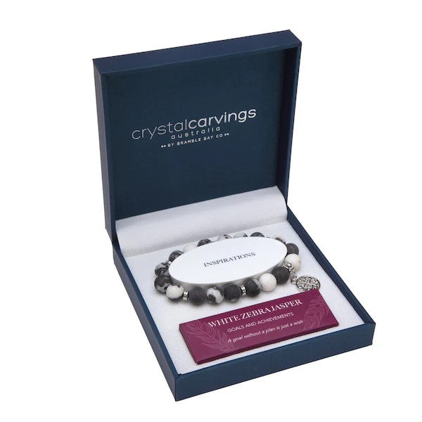 Crystal Carving- Tree Of Life White Zebra Jasper