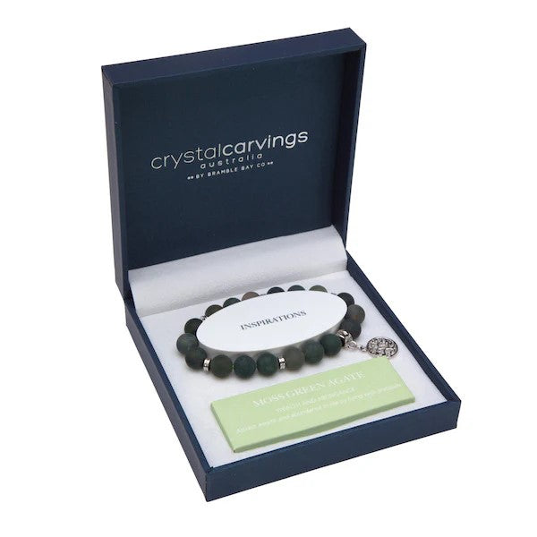 Crystal Carvings - Tree Of Life Moss Green Agate