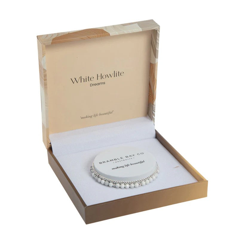 Bloom Bracelet Set White Howlite & Silver Beads