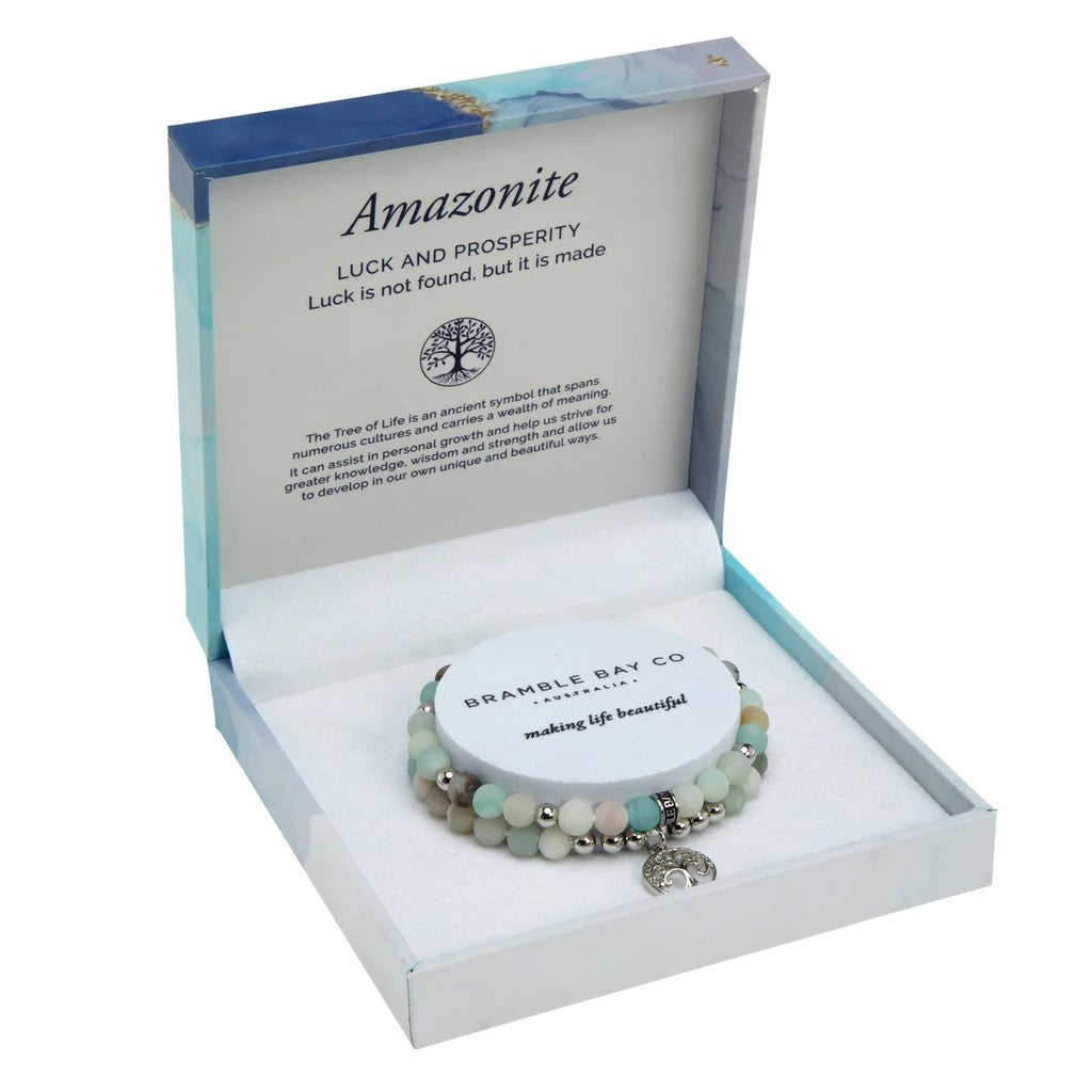 Duo Bracelet Set- Amazonite Matte Rhodium