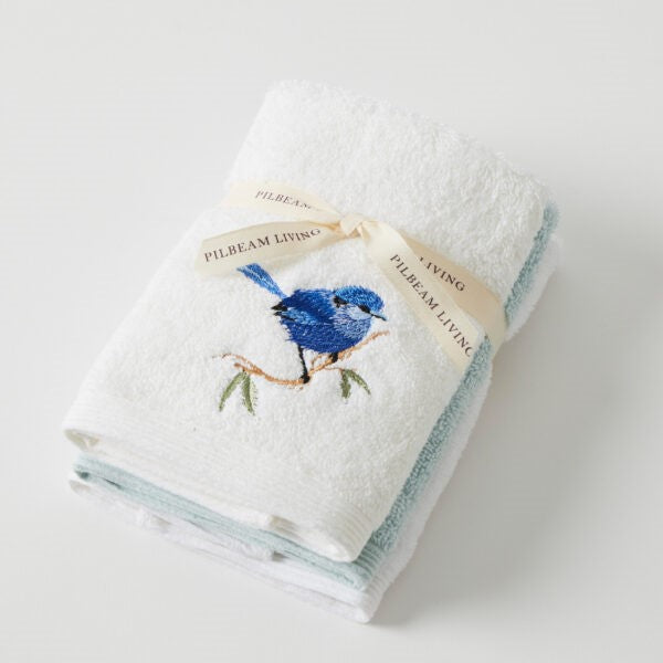 Blue Wren Face Washer Set Of 3