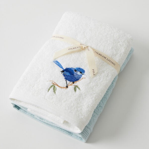 Blue Wren Hand Towel Set Of 2