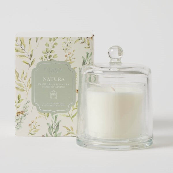 Natura Glass Cloche Candle- French Pear & Vanilla