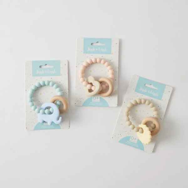 Wren Silicone & Wood Teether 3 Assorted