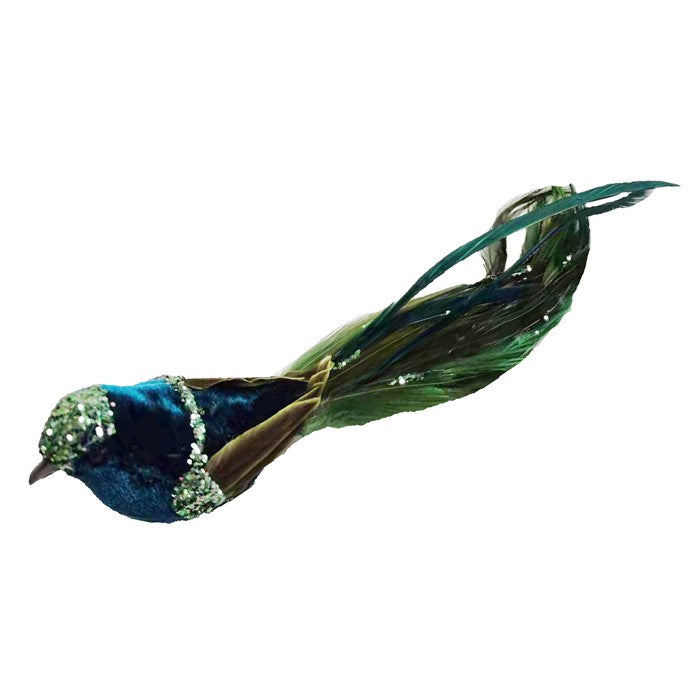 Clip On Bird Sequin Collar Green