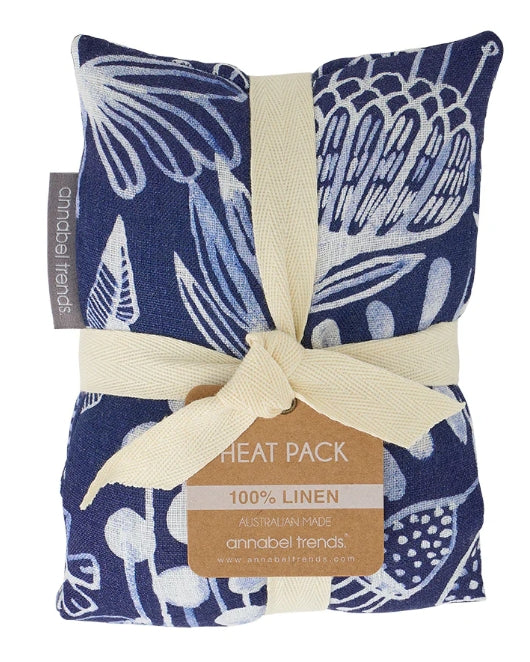 Linen Heat Pillow - Navy Natives