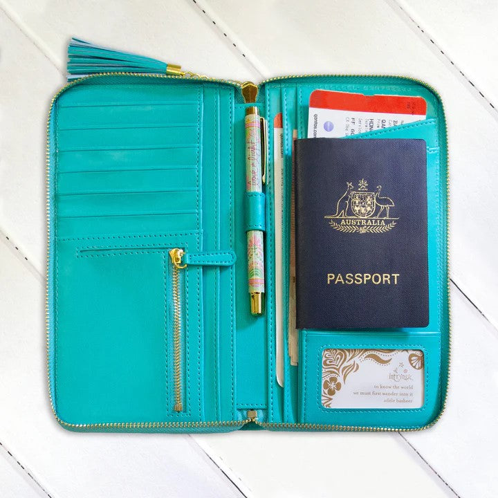 Turquoise Twist Travel Clutch In Gift Box