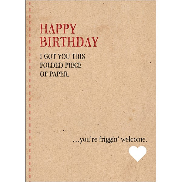 Defamations Card - Folded Paper Rude Birthday Card