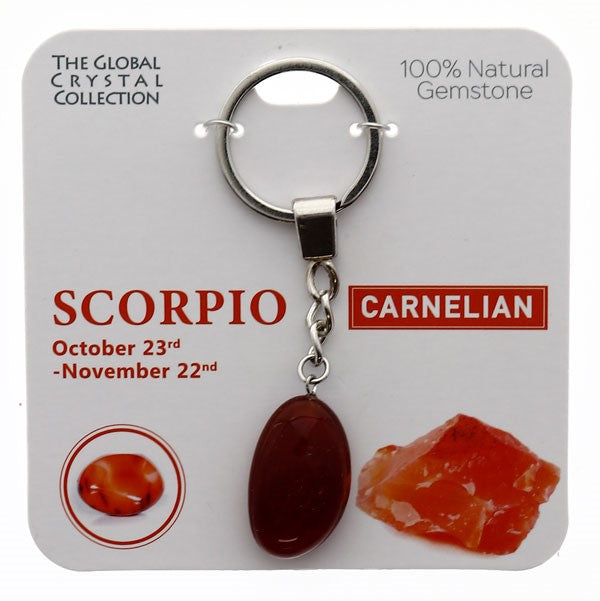 The Global Crystal Collection Scorpio Gem Keyring Carnelian