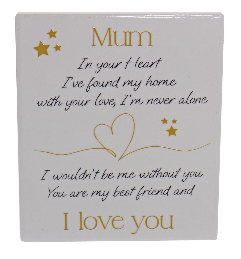 Mum Love Sentiment Ceramic Plaque