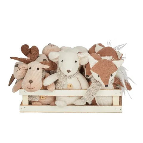 Deer/fox/mouse In Box Fabric 10x7x13cm