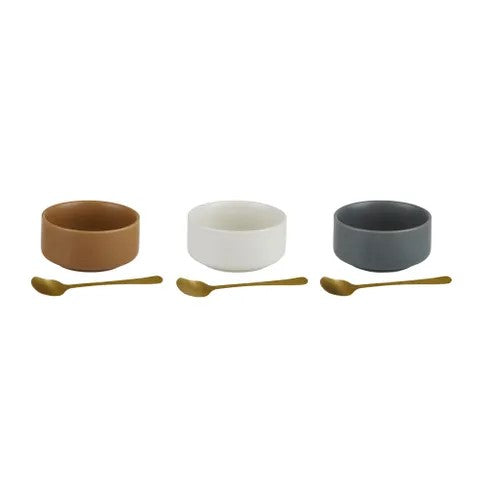 Viv 2 Piece Ceramic Bowl With Spoon 3 Assd
