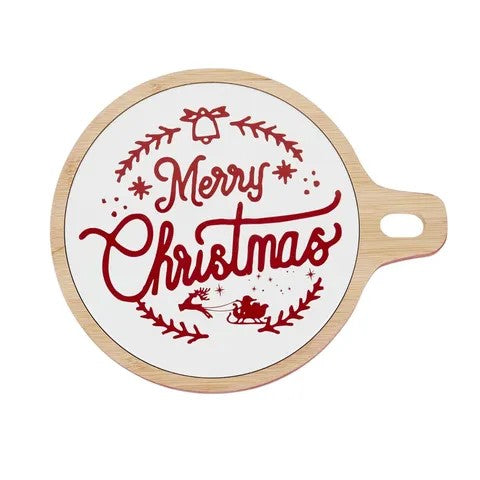 Xmas Serving Tray Cer/bam 27x22cm Red