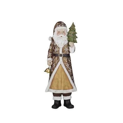 Santa W/tree Polyresin 14x37cm Brown