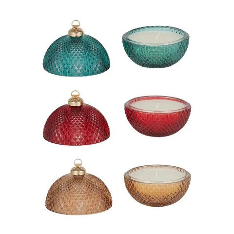 Holly Jolly Candle Glass/wax 11cm 3ass