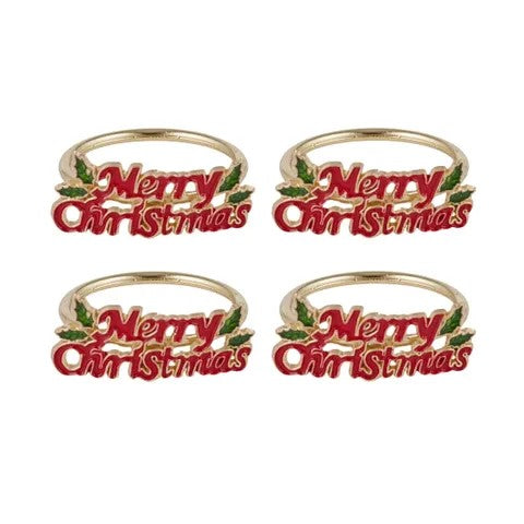 Christmas Napkin Ring Set Of 4
