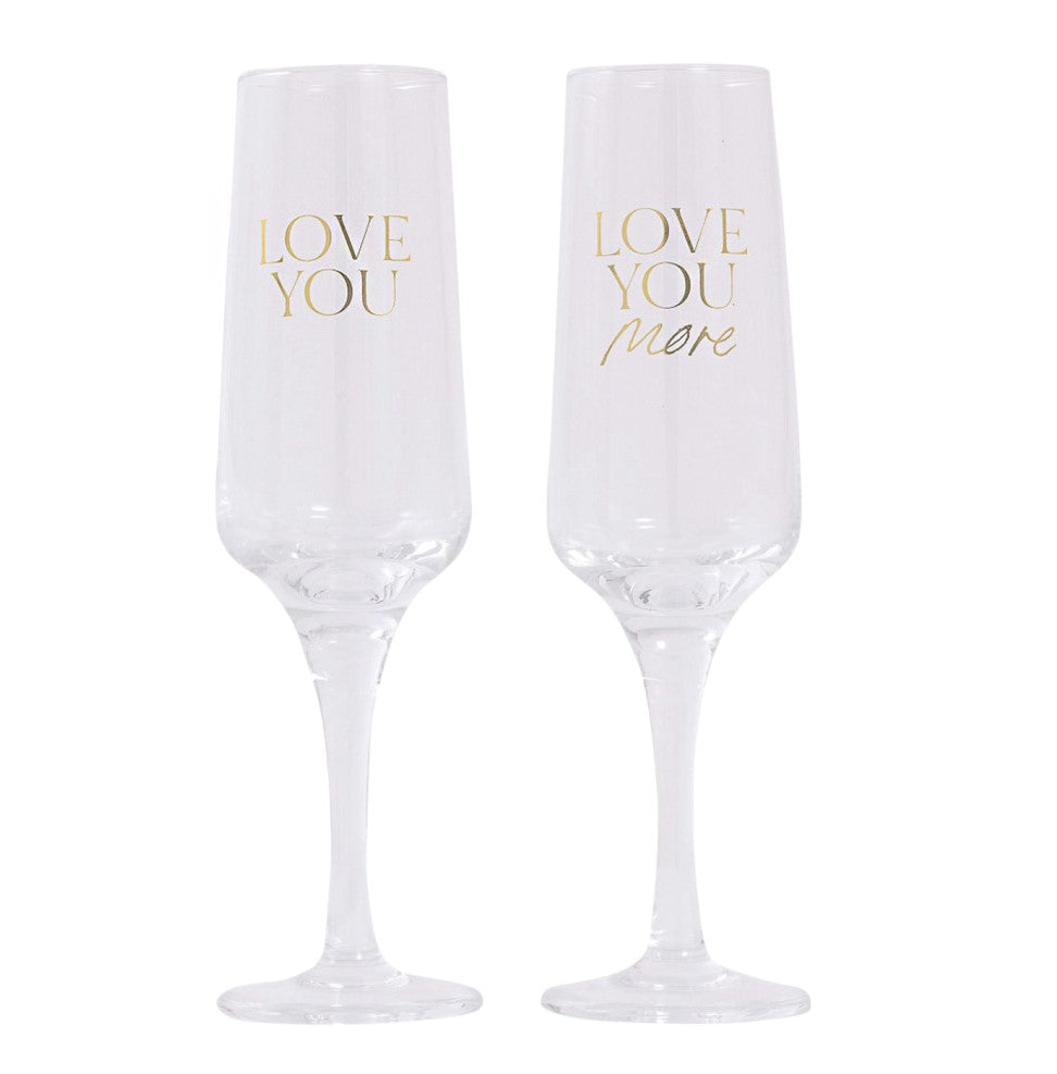 Wedding Love You Wine Glass Set
