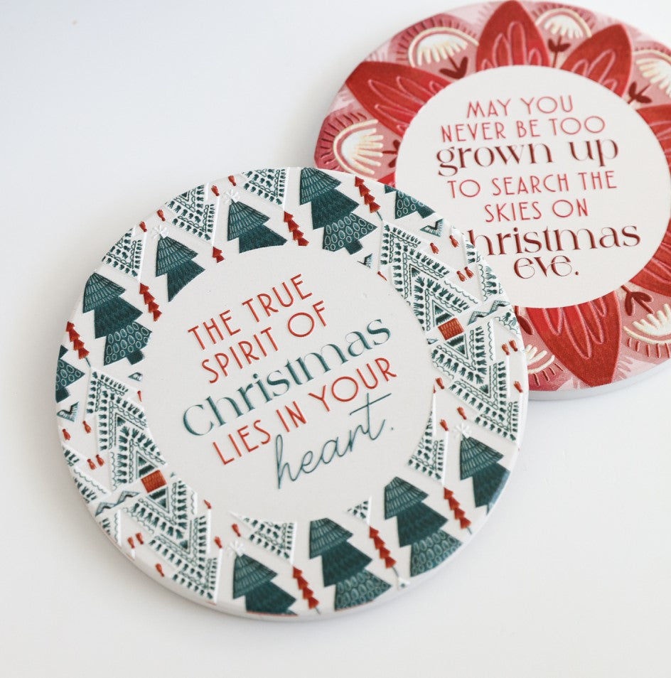 Christmas Heart Ceramic Coaster