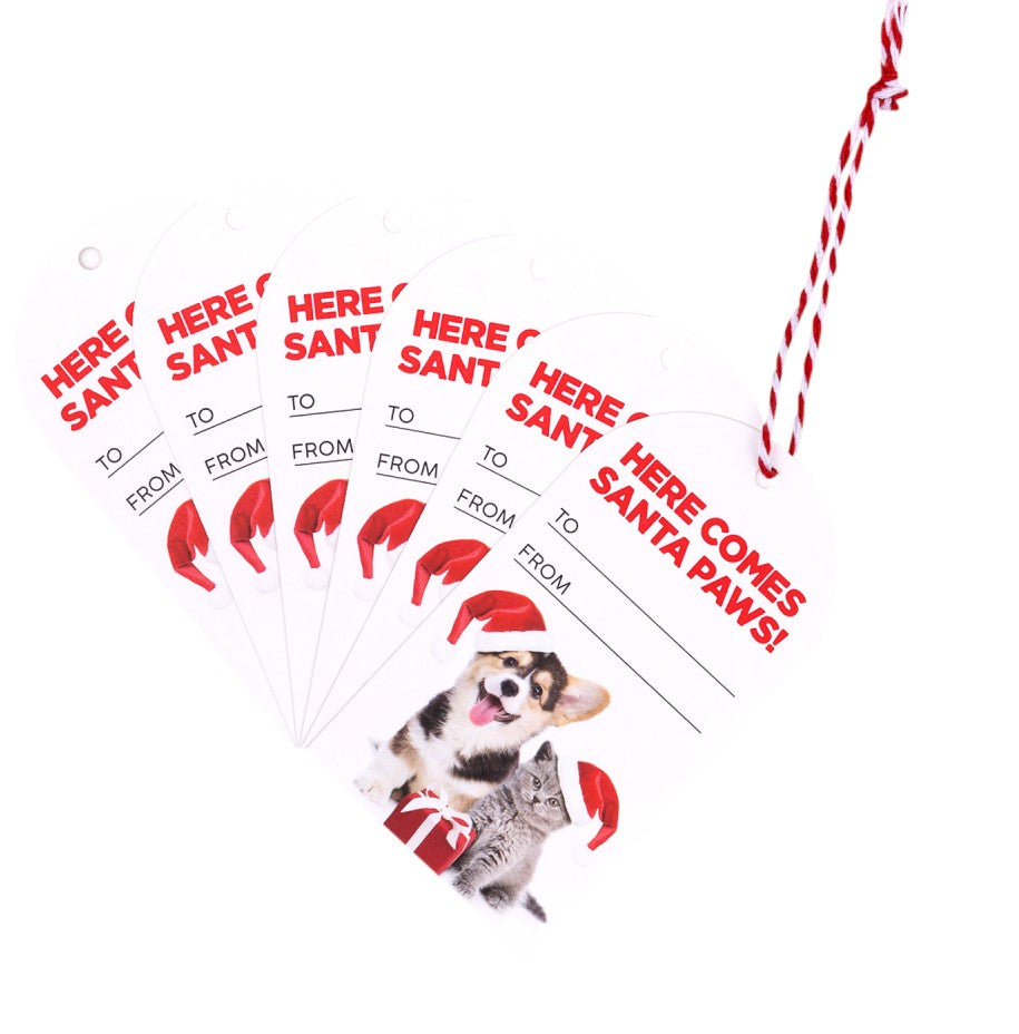 Christmas Santa Paws Set Of 6 Gift Tags