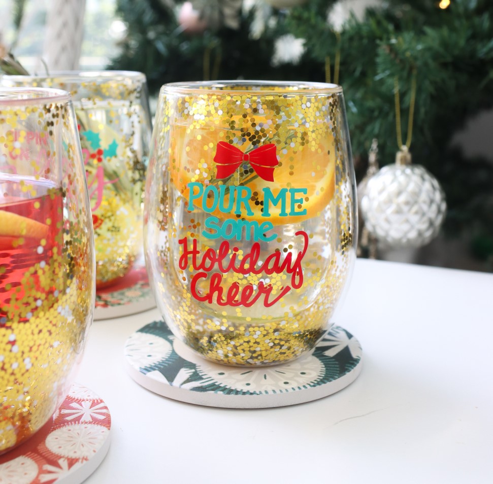 Chrisrmas Cheers Stemless Glass