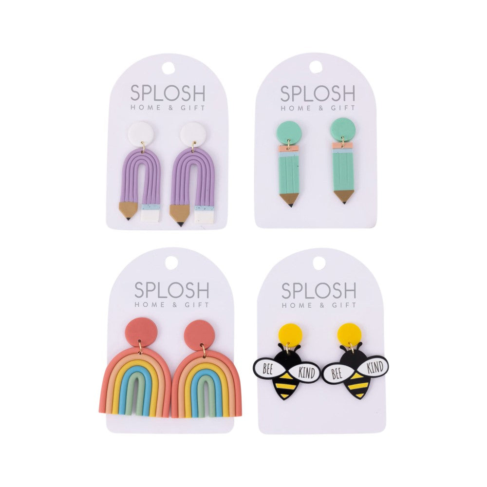 Teacher Purple Pencil Earrings