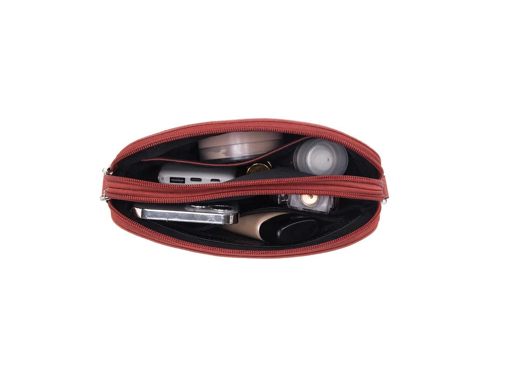 Ashley Leather Bag Webbing Strap Red
