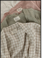 French Linen Natural Gingham Robe