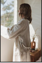 French Linen Natural Gingham Robe