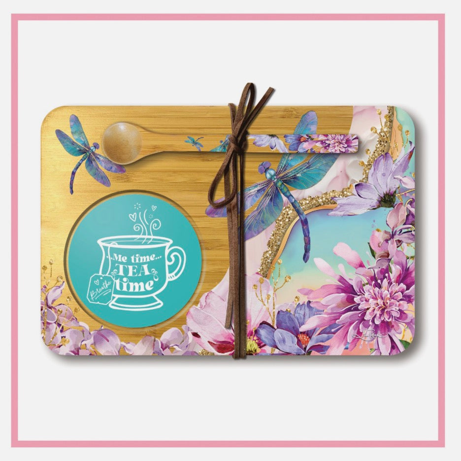 Tea Time - Tea For One Tray And Spoon - Playful Dragonflies