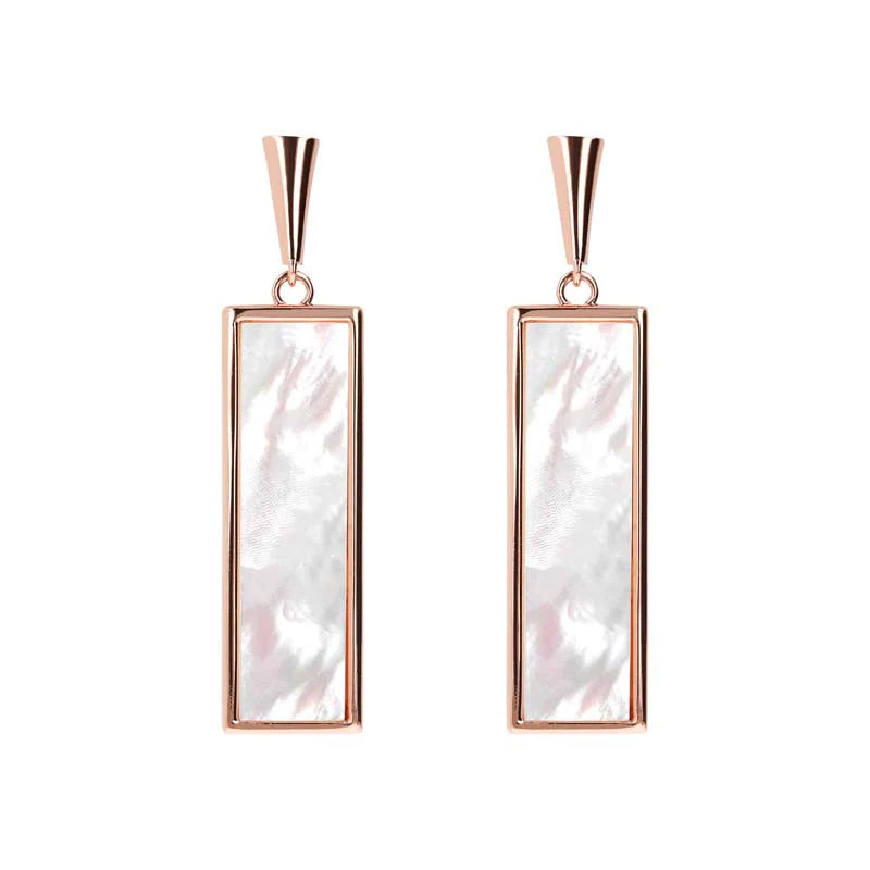 White Mop Bar Earrings