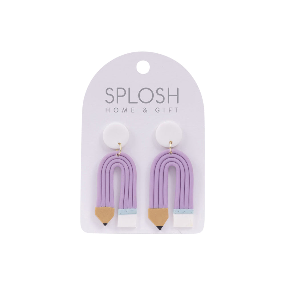 Teacher Purple Pencil Earrings