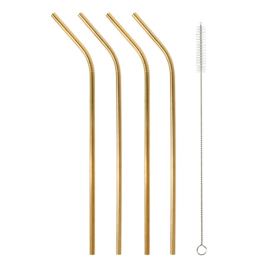 Metal Metallic Reusable Straws S/4