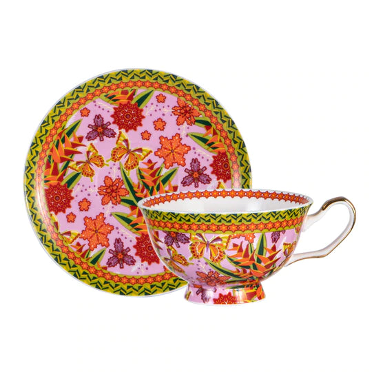 Butterfly Heliconia Cup & Saucer Set