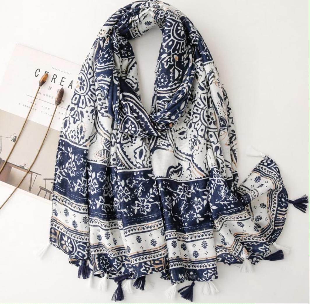 Navy and White Scarf