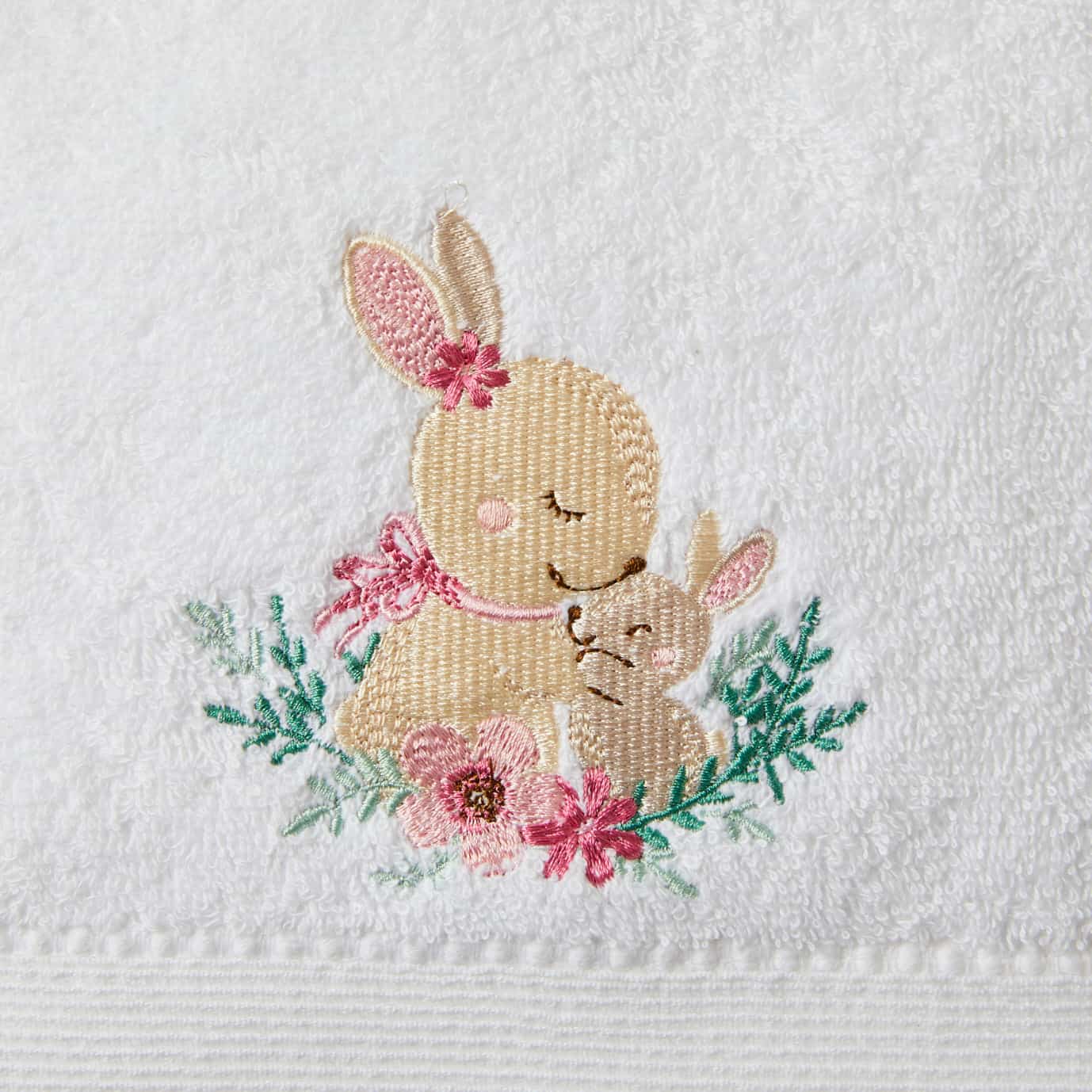 Pink Bunny Bath Towel & Washer Set