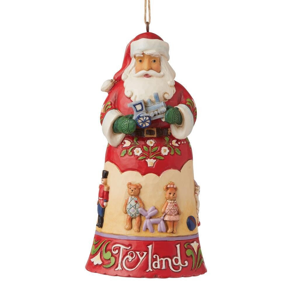 Red & White Toyland Santa Ornament